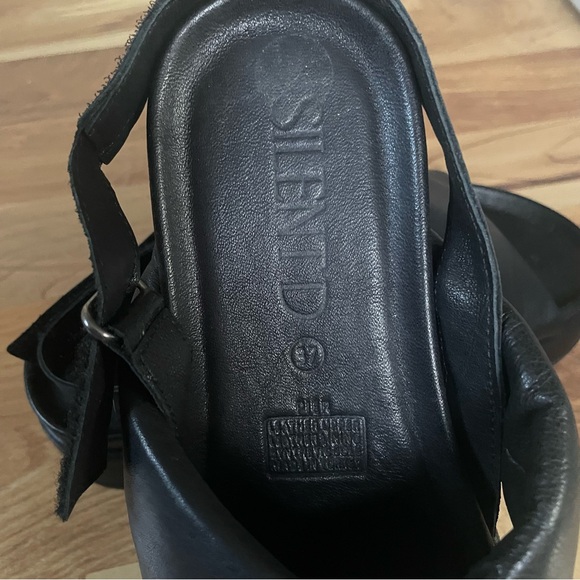 Silent D Pier Black Leather Platform Sandal Size 7 - Picture 7 of 9